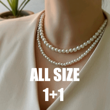 [1+1/2개] 3/4/6/8mm 미니 크림 진주 레이어드 초커 목걸이