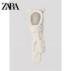 ZARA 자라 제니 곰돌이 모자 일체형 목도리 양털 장갑 머플러 3color 2종