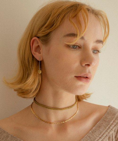 Khaki knit layered necklace