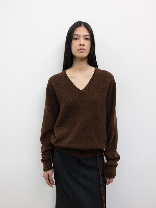 [단독]ALPACA WHOLEGARMENT V-NECK PULLOVER [BROWN]
