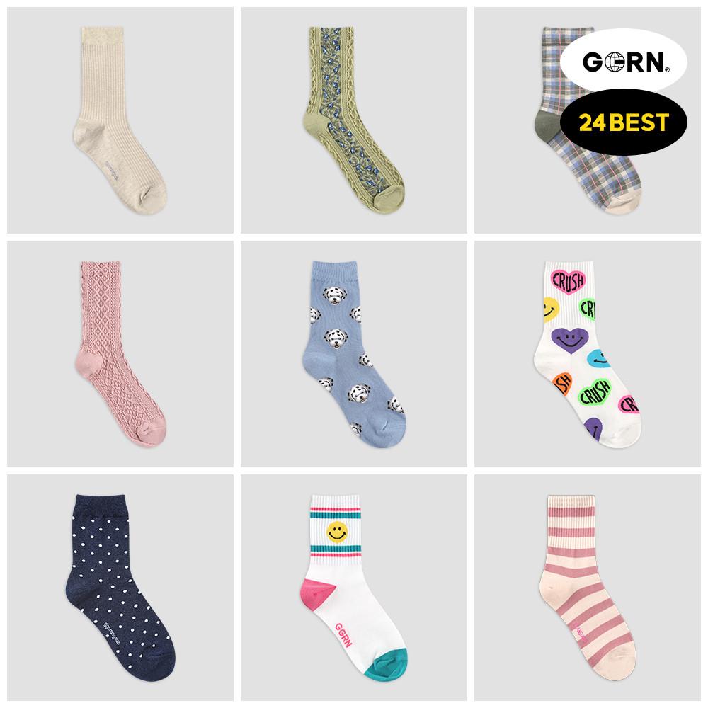 GGRN 여자 무지 패션 긴 골지 양말 베스트 기획전