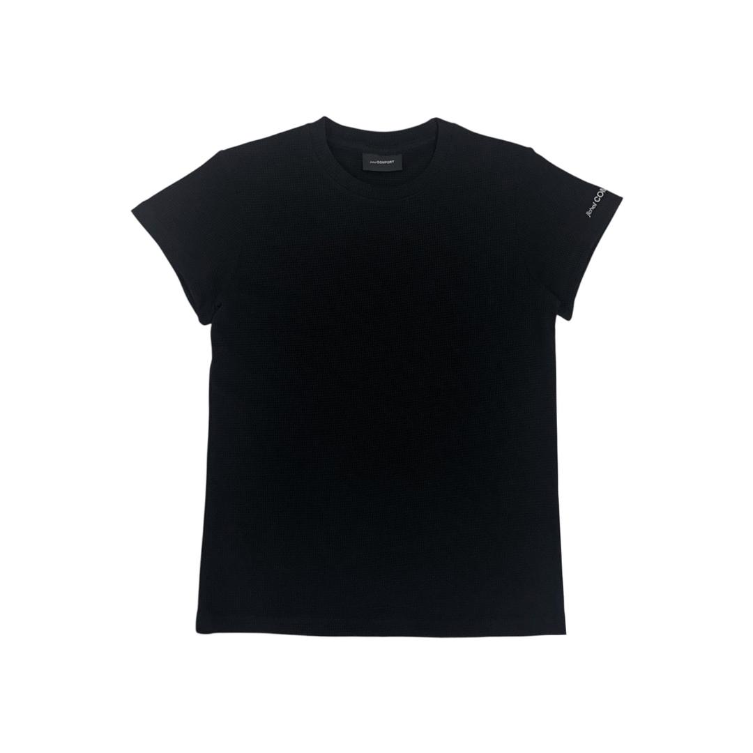 25-001 WAFFLE FITTED T-SHIRT (BLACK)