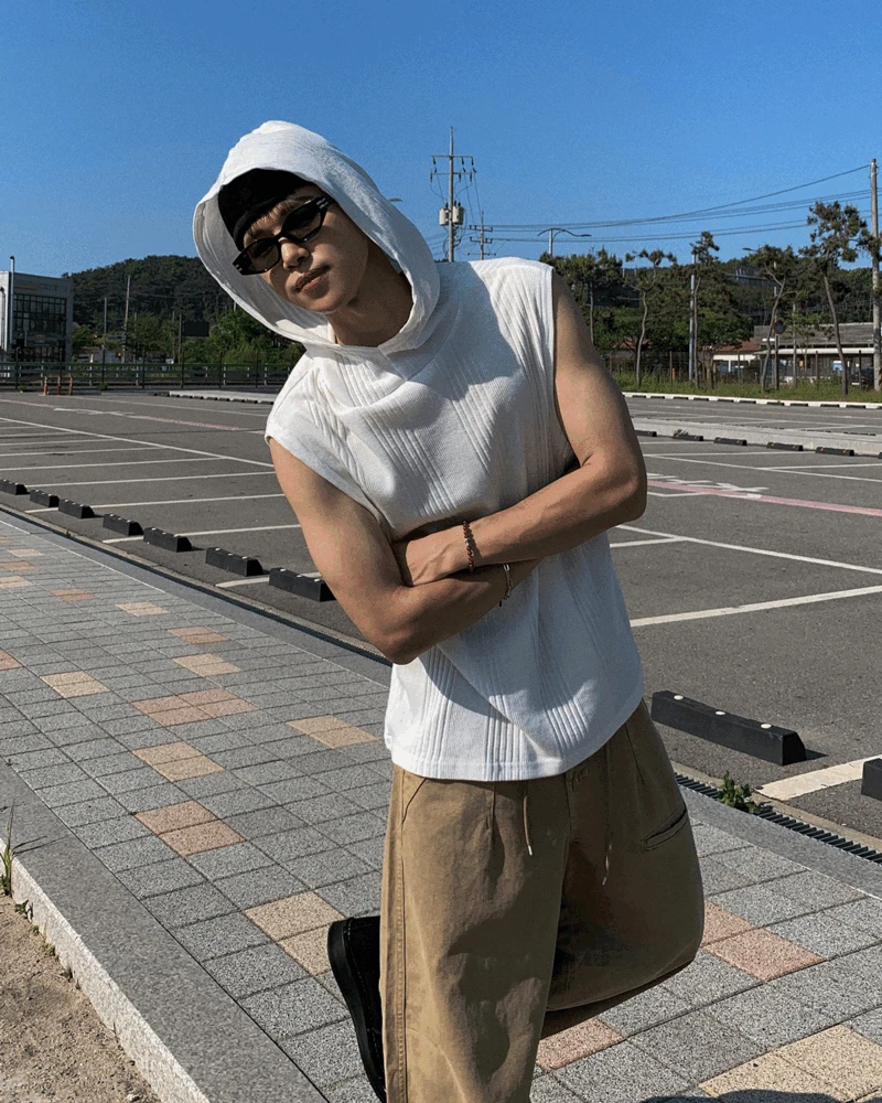 드레이프 하이넥 후드 나시