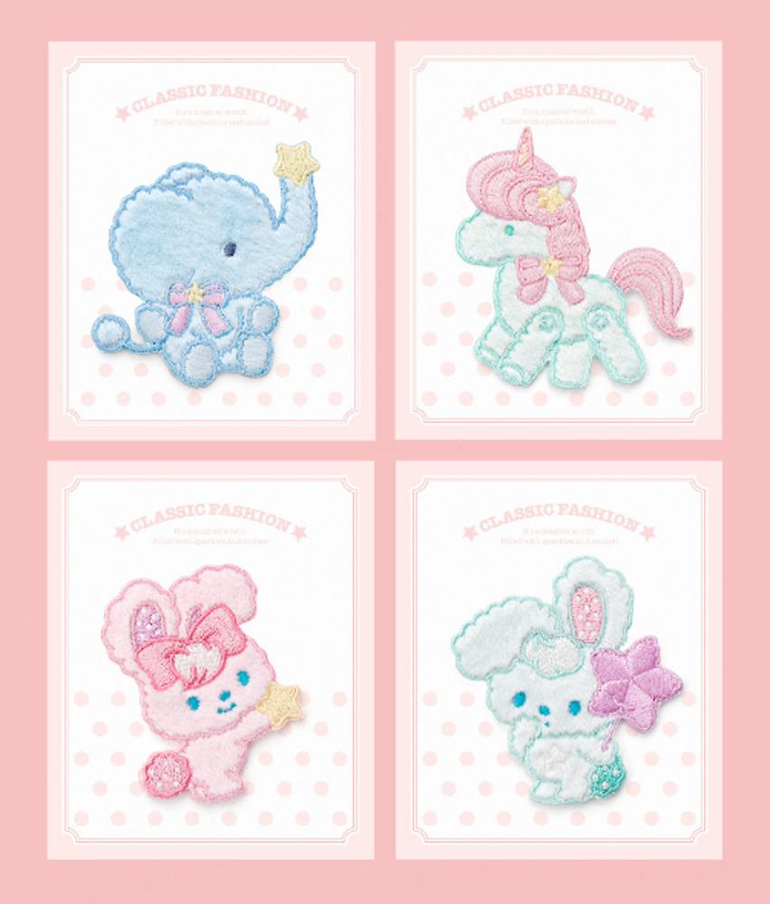 와펜 자수패치 의류리폼 컴퓨터자수 4종 유니콘외 공구리