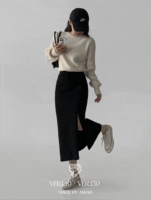 [140.150ver] (예쁘진)니즈트임코튼롱스커트 -키작녀/기장선택/1color/3size