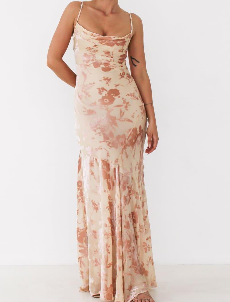 Santeria Maxi Dress | Blush Devore - XS