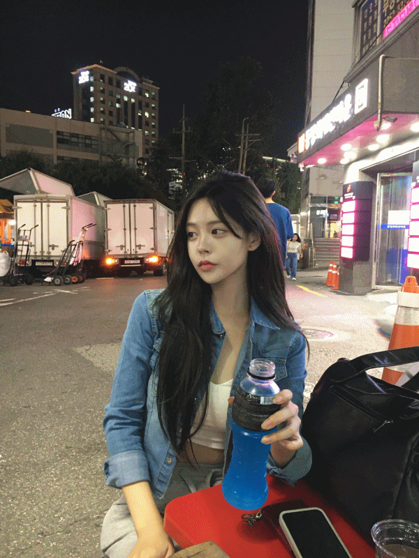 디어셀린 라인 데님 셔츠