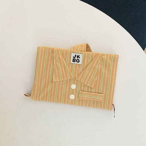 Folded cloth diary cover - Vintage stripes orange