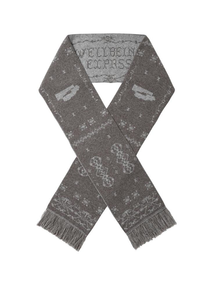 Wool Jacquard Muffler Brown