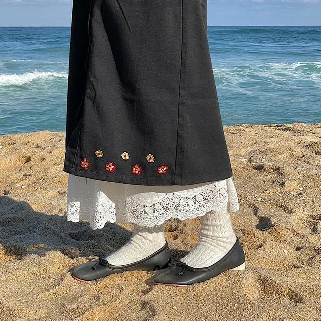 🚀당일출고🚀﻿(이너/숏,롱/빅사이즈) 펀칭 자수 레이스 레이어드 속치마 5color