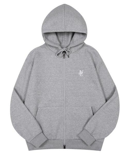 오버랩 2WAY 후드 집업_그레이