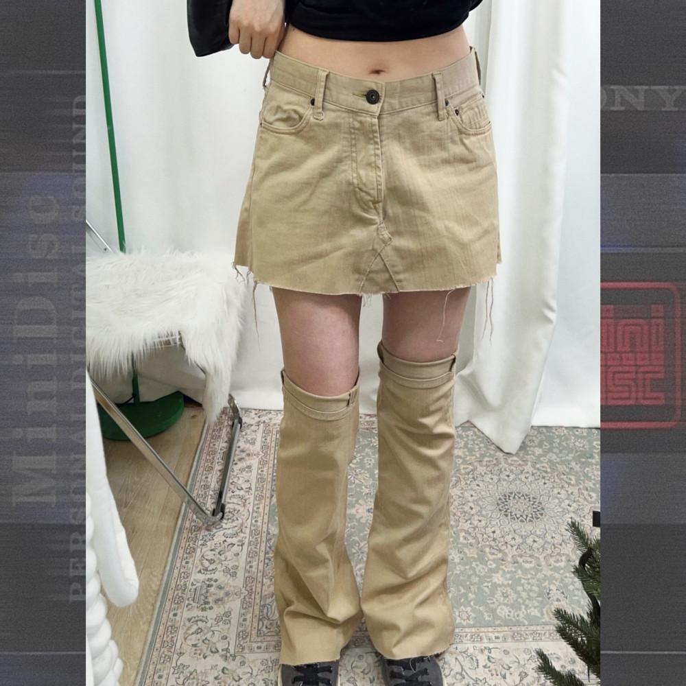 [중고] 베이지 리메이크 미니 스커트 & 레그워머 셋업