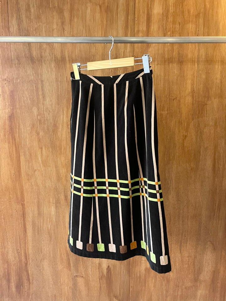 Lined mosaic midi skirt