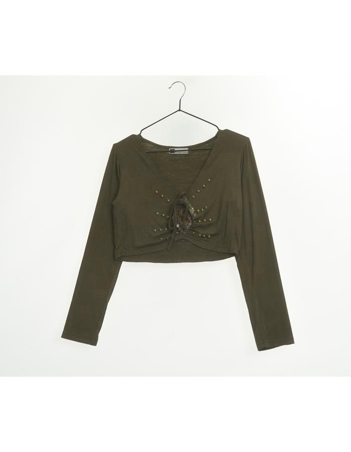 K.INTERFASHION 셔링 비즈 탑 / WOMAN M