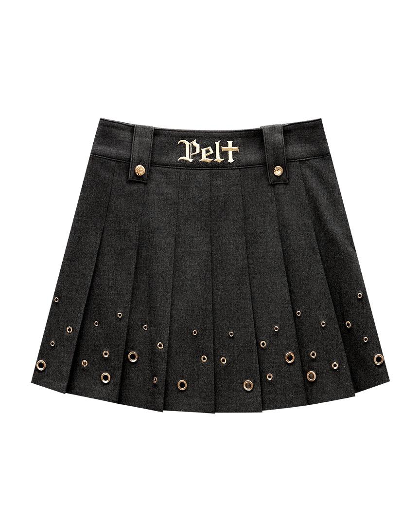Golden Doubloon Denim Pleats Skirt : Black (PA3SKF038BK)