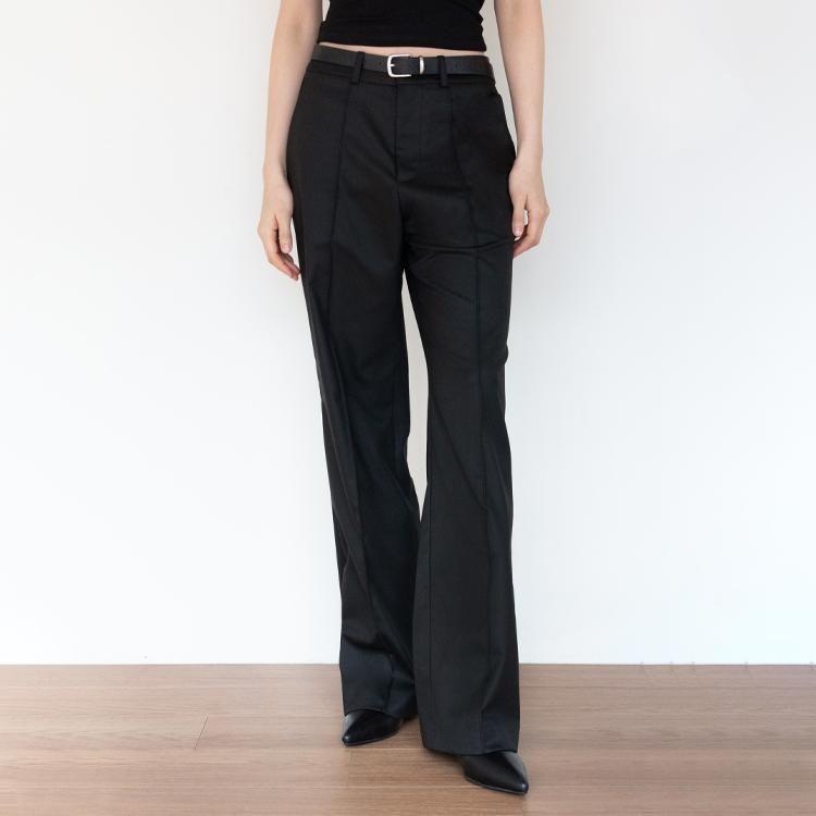 [Serque] Semi Bootcut Trousers_Black
