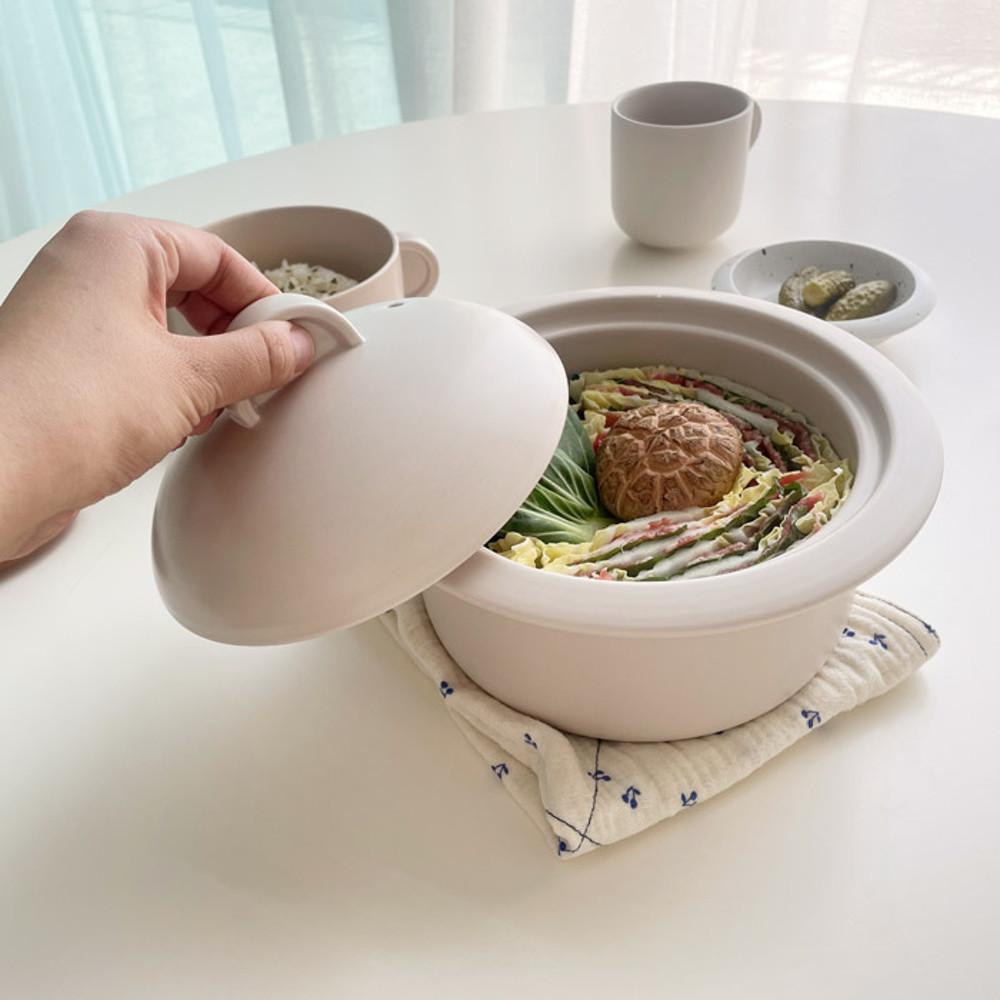 세라믹 쿡웨어 미들 뚝배기 직화 도자기냄비 3color