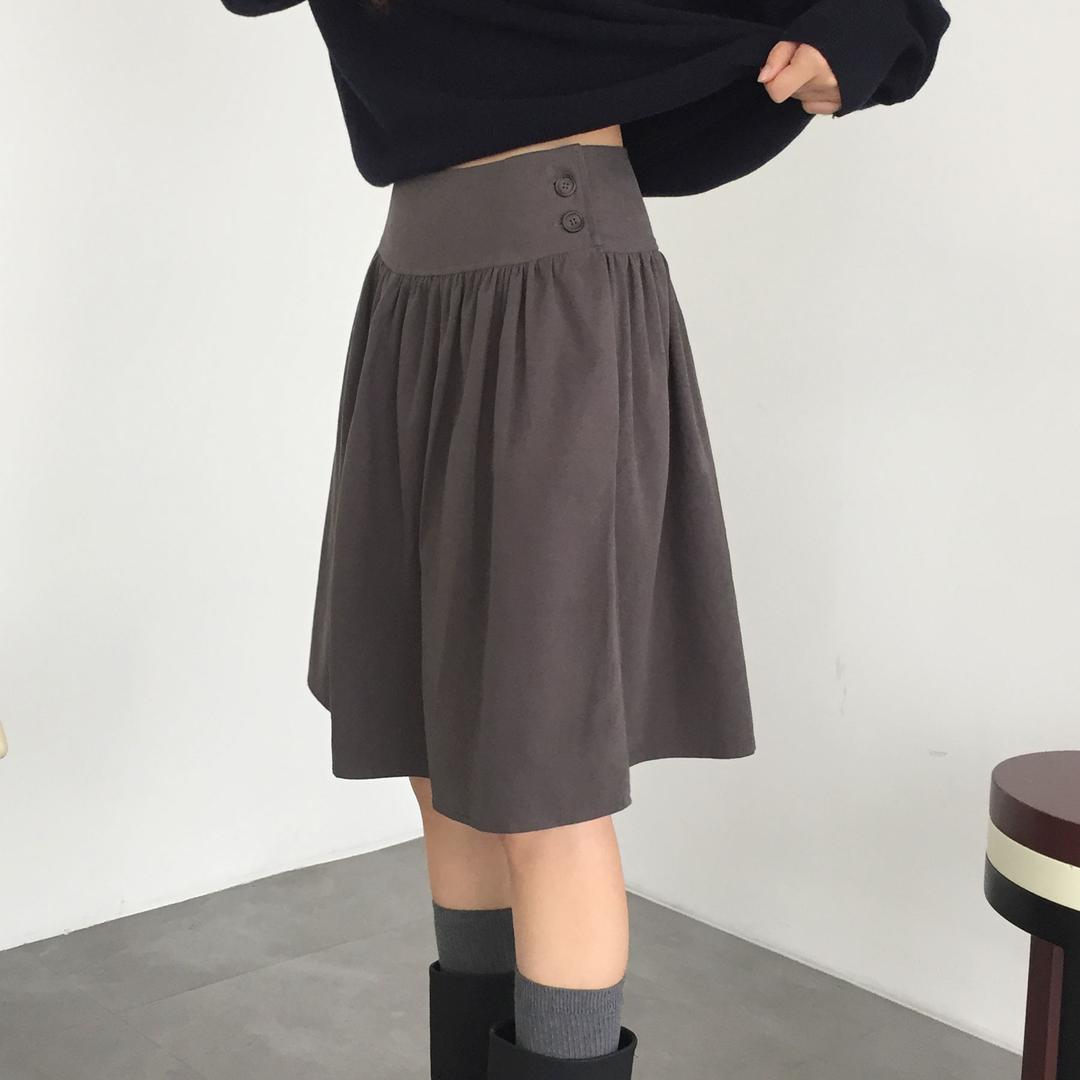 미카사 포키 플레어 버튼 미디 스커트(2colors)