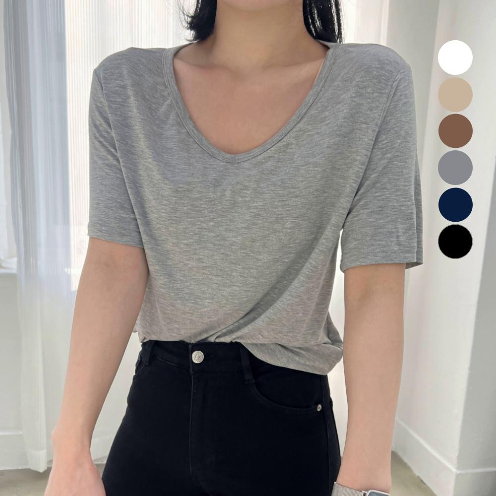 1+1 유넥 모달티셔츠 텐셀 브이넥 레이온반팔티