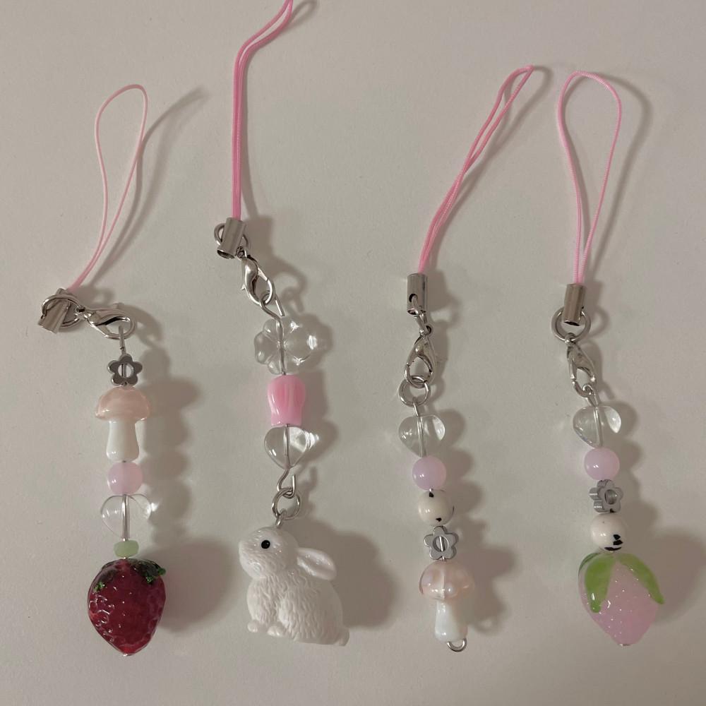 딸기 가든 시리즈 keyring 2 다이어리키링 비즈 폰키링