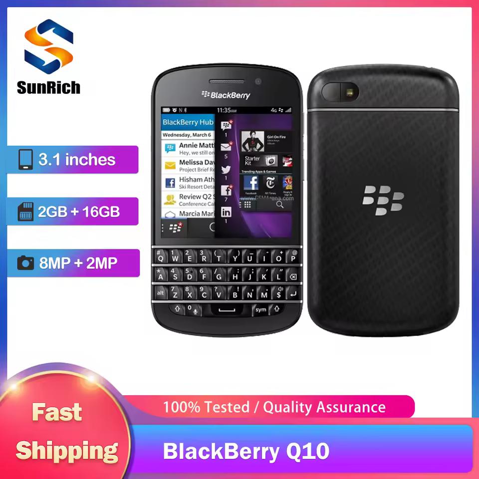 정품 블랙베리 Q10 4G 휴대폰, 3.1 인치, 2GB RAM, 16GB ROM, 8MP 쿼티 키보드 휴대폰, 듀얼 코어 블랙베리 OS 스마트폰