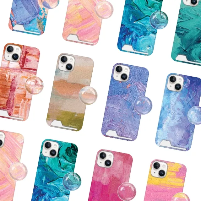 [1+1] 10%추가할인 /아트페인팅/ 카드포켓케이스+반구톡 SET 아이폰 갤럭시 카드 수납 케이스 스마트톡 세트 아이폰14 갤럭시S23 등 무선충전가능