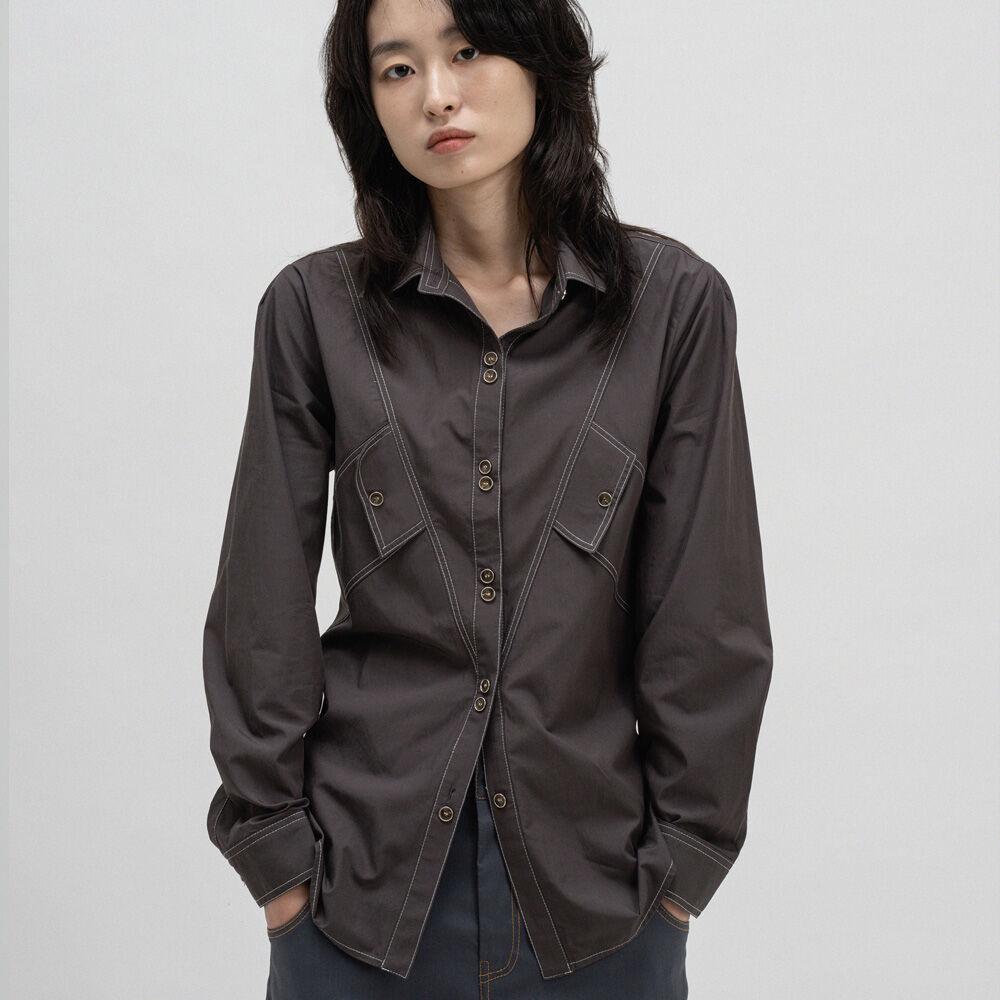 tow pocket western shirt warm gray