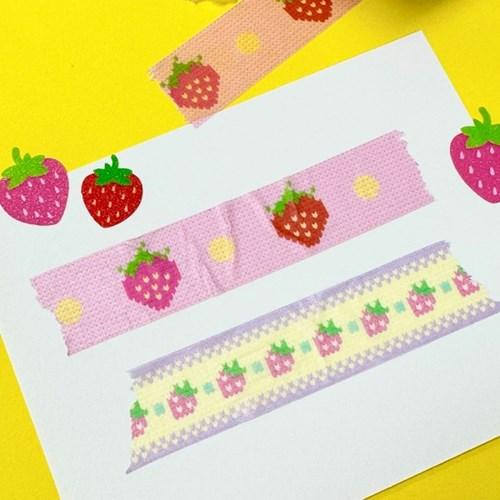 니트 딸기 마스킹테이프(2장)