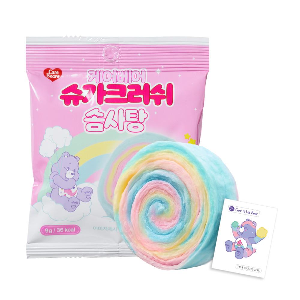 케어베어 유기농 솜사탕 1개입 수제 무지개 롤 솜사탕 슈가크러쉬 9g