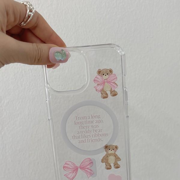 [맥세이프 폰케이스] POSSLE BEAR & RIBBONS MAG SAFE GEL-HARD CASE