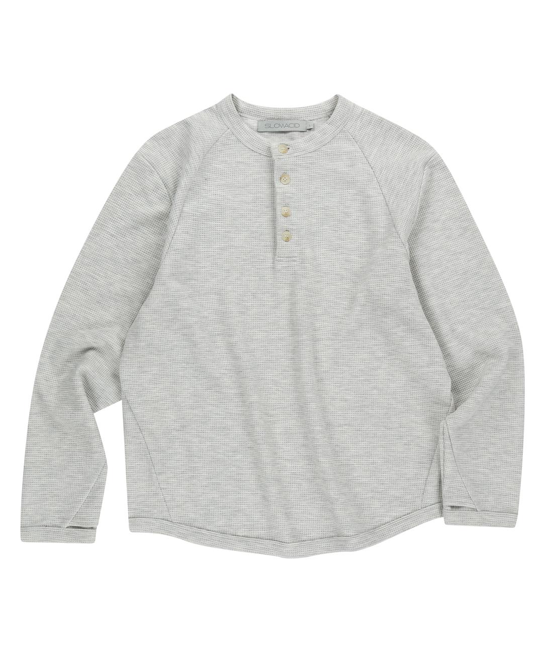 CURVED WAFFLE HENLEY NECK [MELANGE GREY]