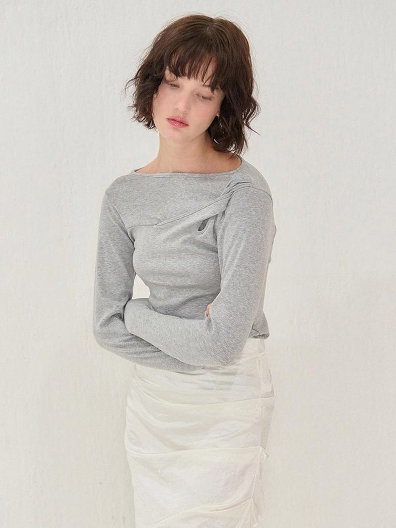 CAMINO - TWIST LONG T-SHIRT GRAY