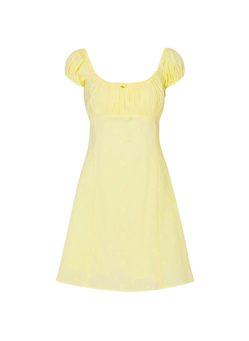 Cream Rose Mini Dress (Yellow)