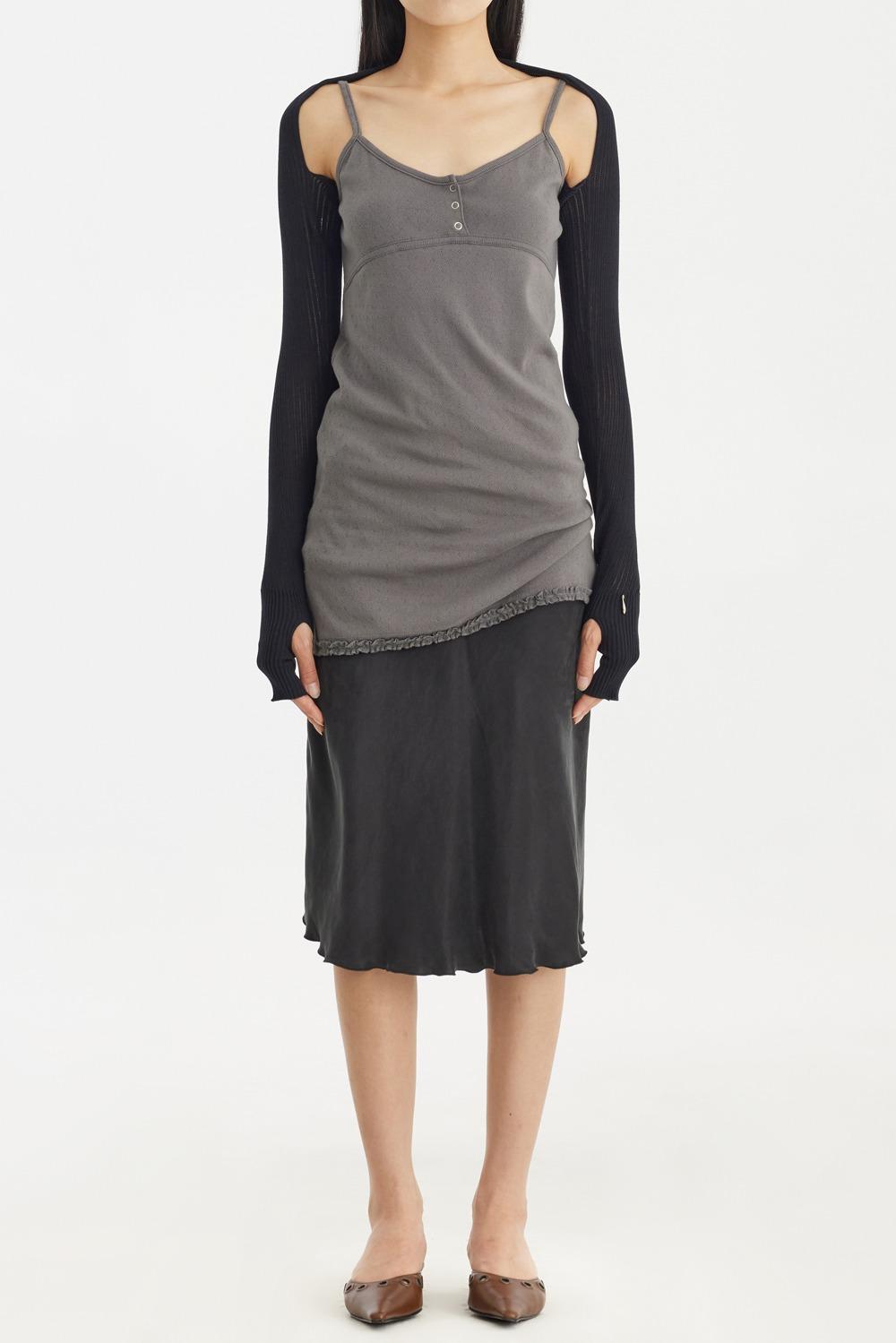 Lace Long Sleeveless-Charcoal