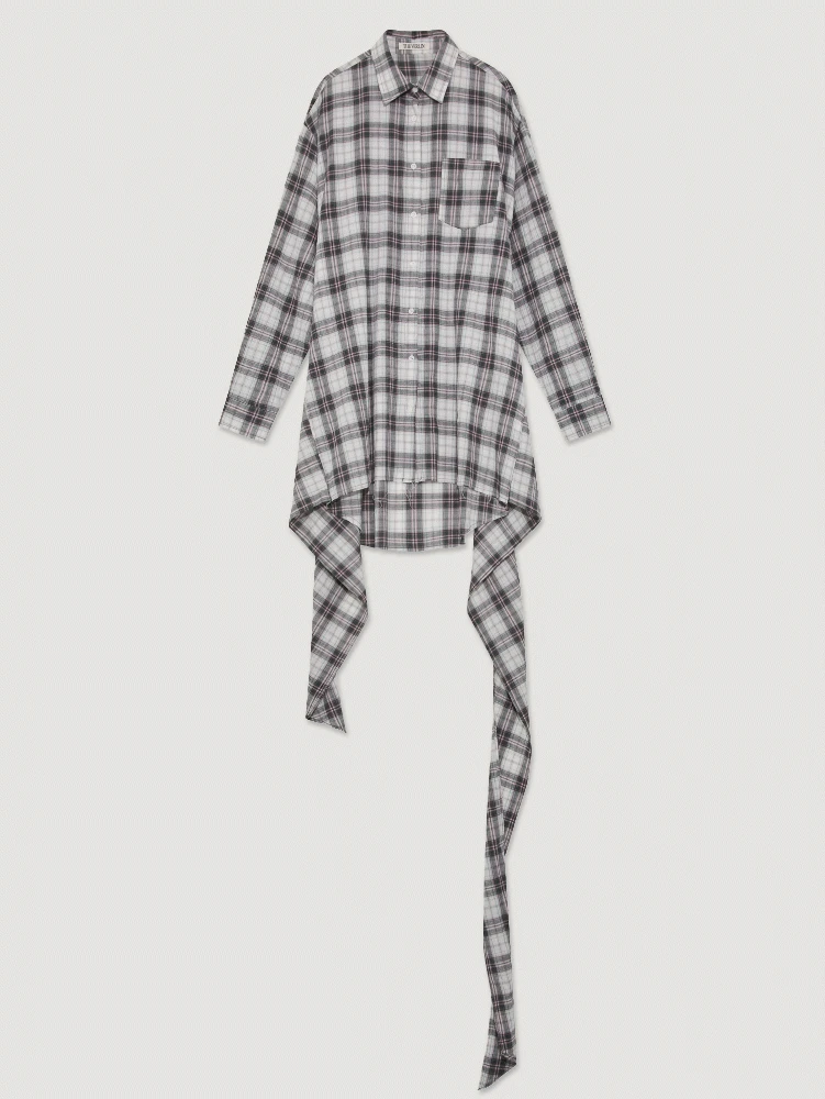 CHECK WRAP LONG SHIRT