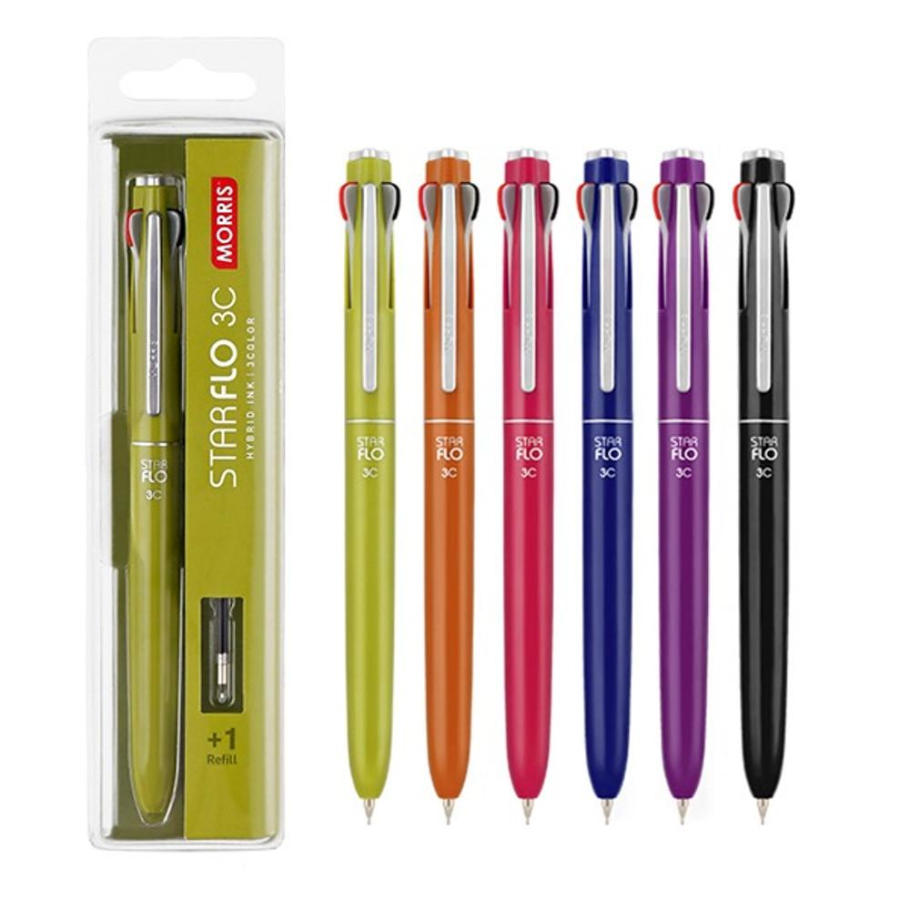 MORRIS 국산 모리스 스타플로 3색볼펜 (리필심 1개포함)