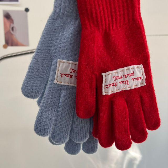 [당일배송/샥-출발]겨울 10대 20대 귀여운 컬러 패치 자수 손가락 핑거홀 스마트폰 터치 울 장갑