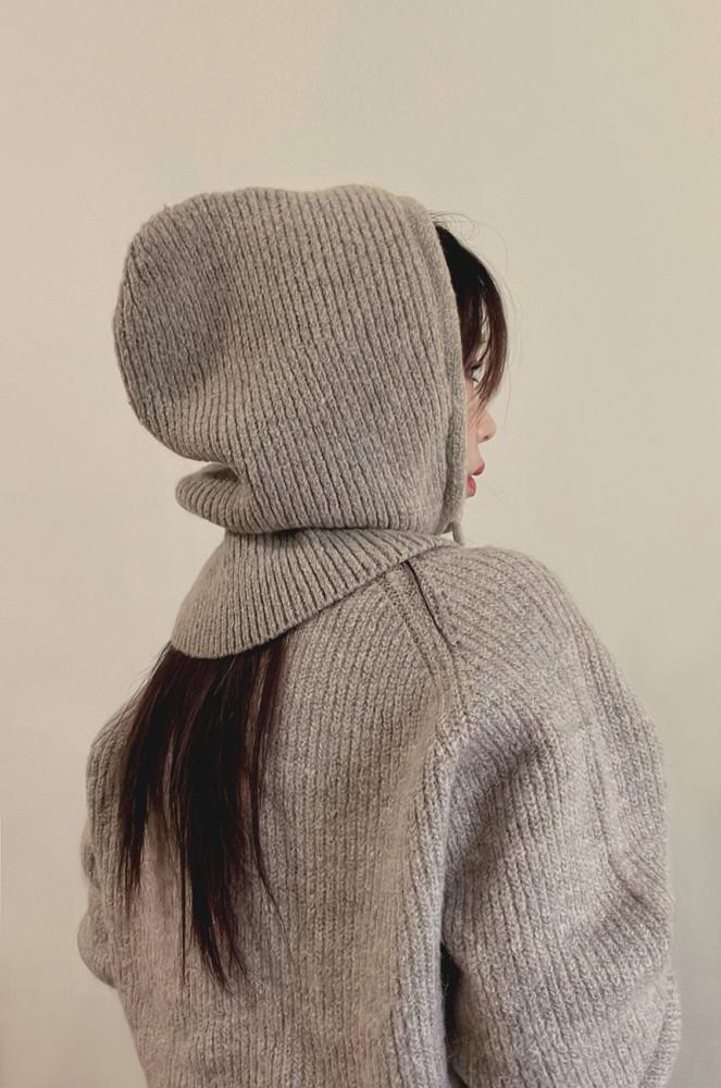 남녀공용 레이어드 후드 5color 넥워머 니트 바라클라바 겨울 귀달이 귀도리 모자 단추