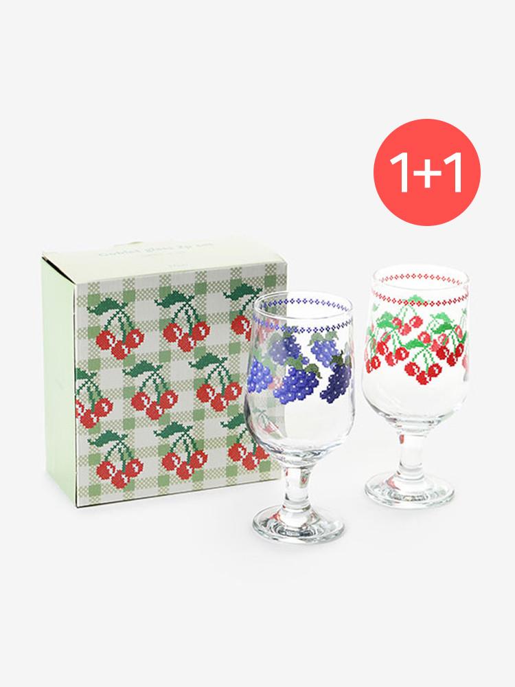 [1+1] 고블렛잔 2P 세트 - 01 Fruits stitch