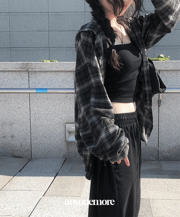[가을신상] 애드 오버핏 체크 후드 남방 셔츠