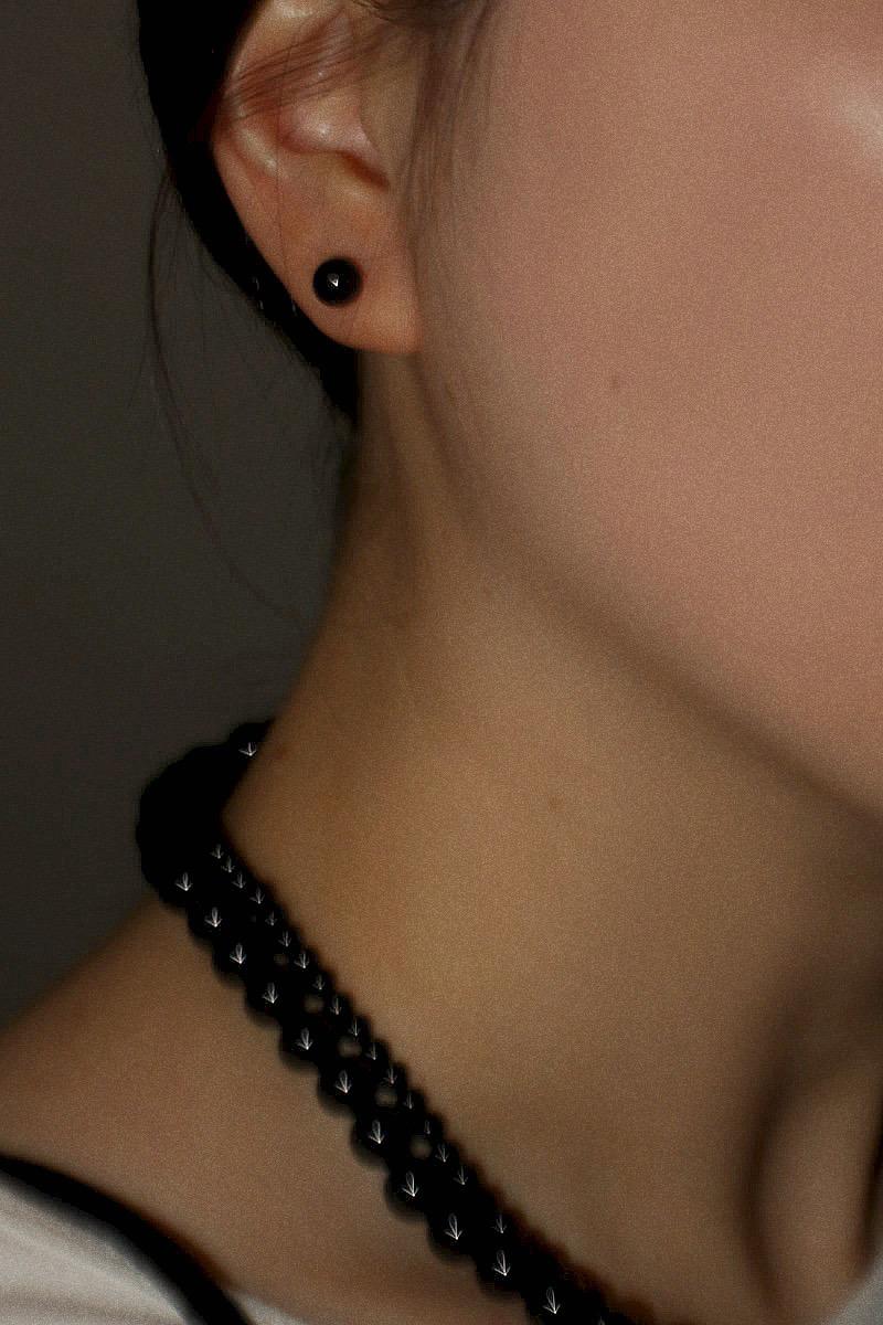 무드크로키 925silver 오닉스 볼 귀걸이 (4, 6, 8mm)