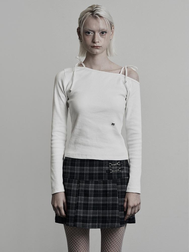 [mnem] asymmetrical strap top (white)