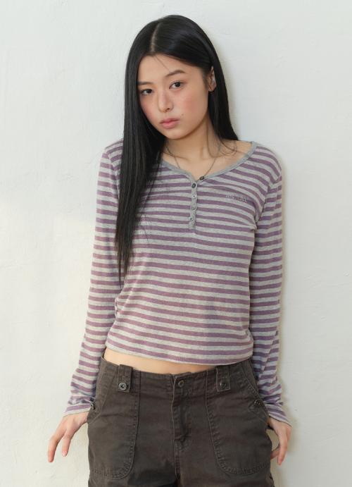 ELLEN STRIPE TEE / PURPLE