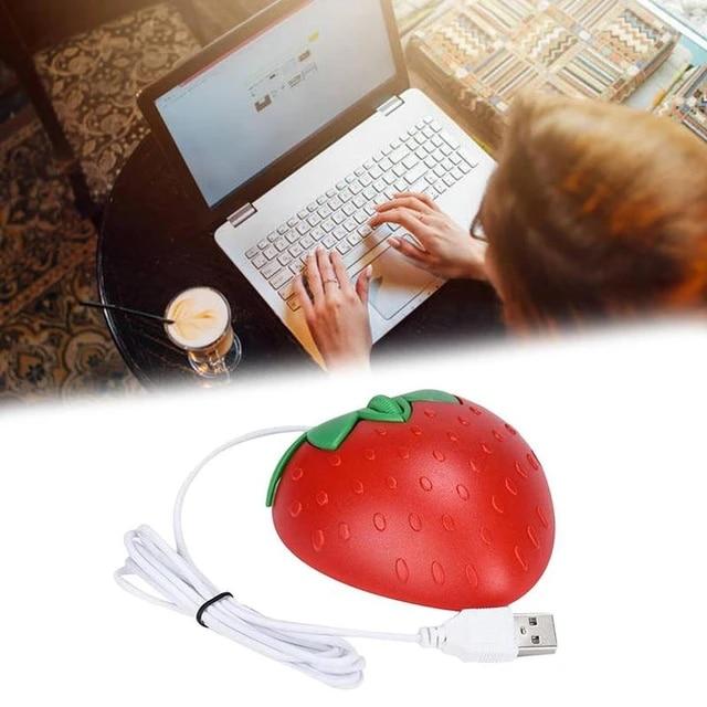 휴대용 귀여운 미니 딸기 유선 마우스, Usb 작은 광학 PC 컴퓨터 마우스, 3d 과일 모양, 소녀 선물 마우스, 사무실 노트북용
