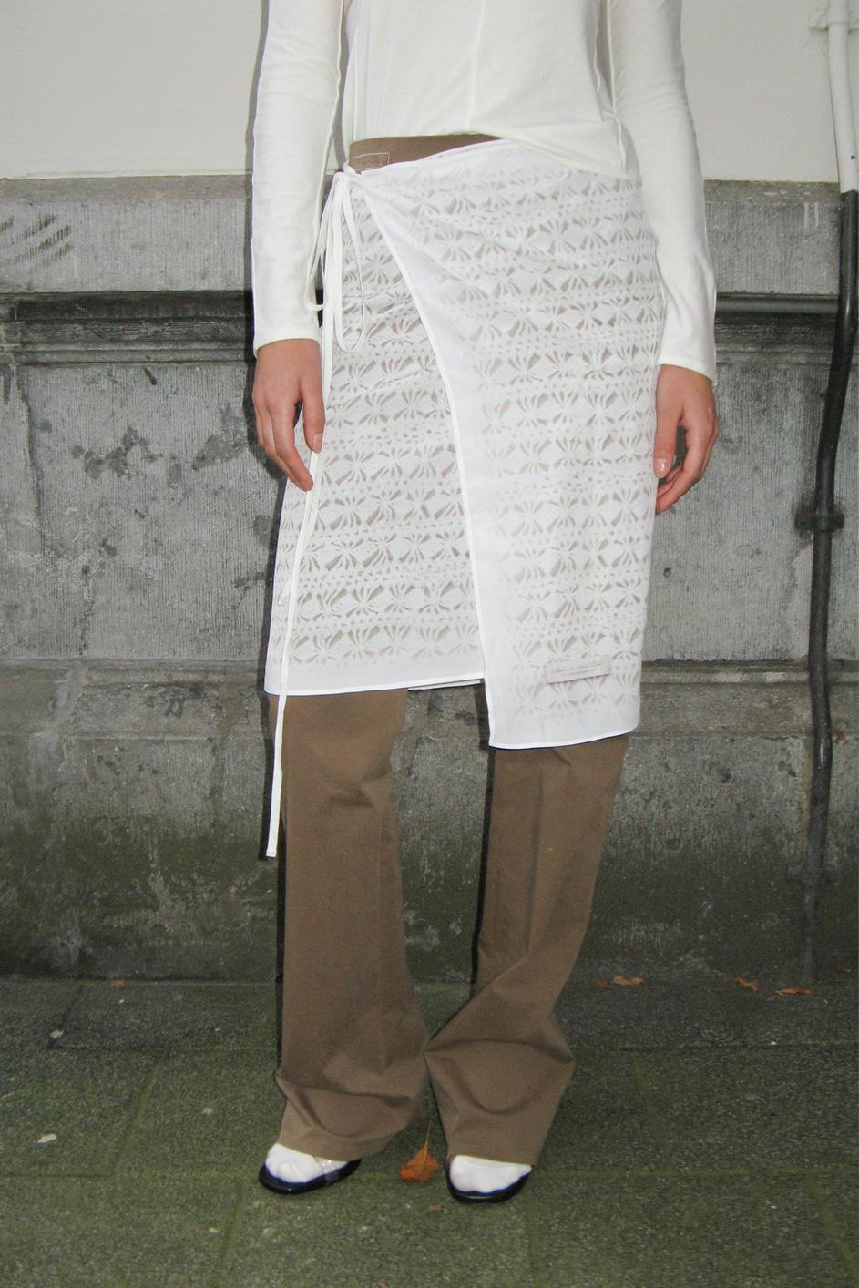 PRINT WRAP SKIRT, IVORY