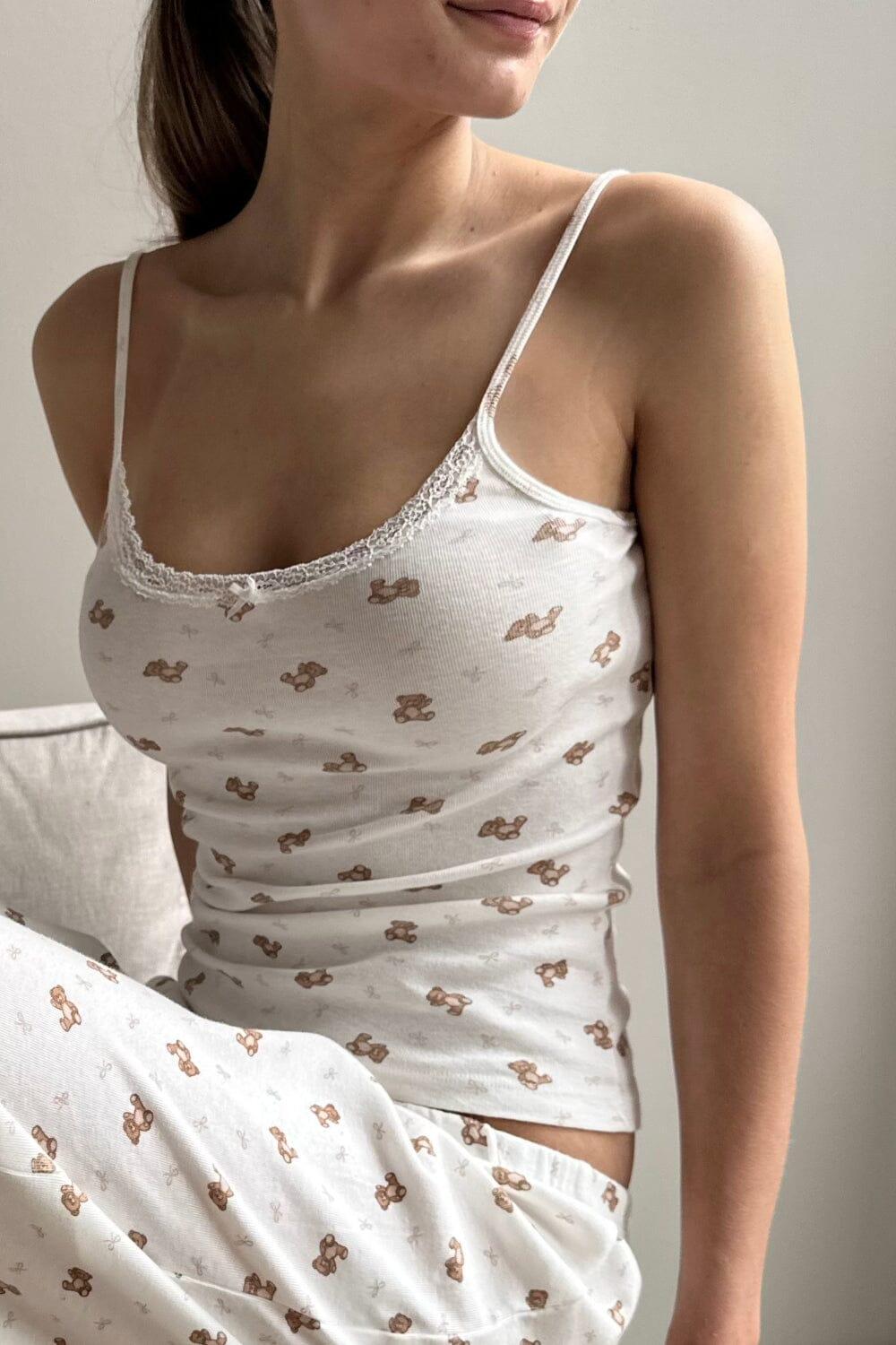 Teddy Lace Tank - Teddy Bear / XS/S