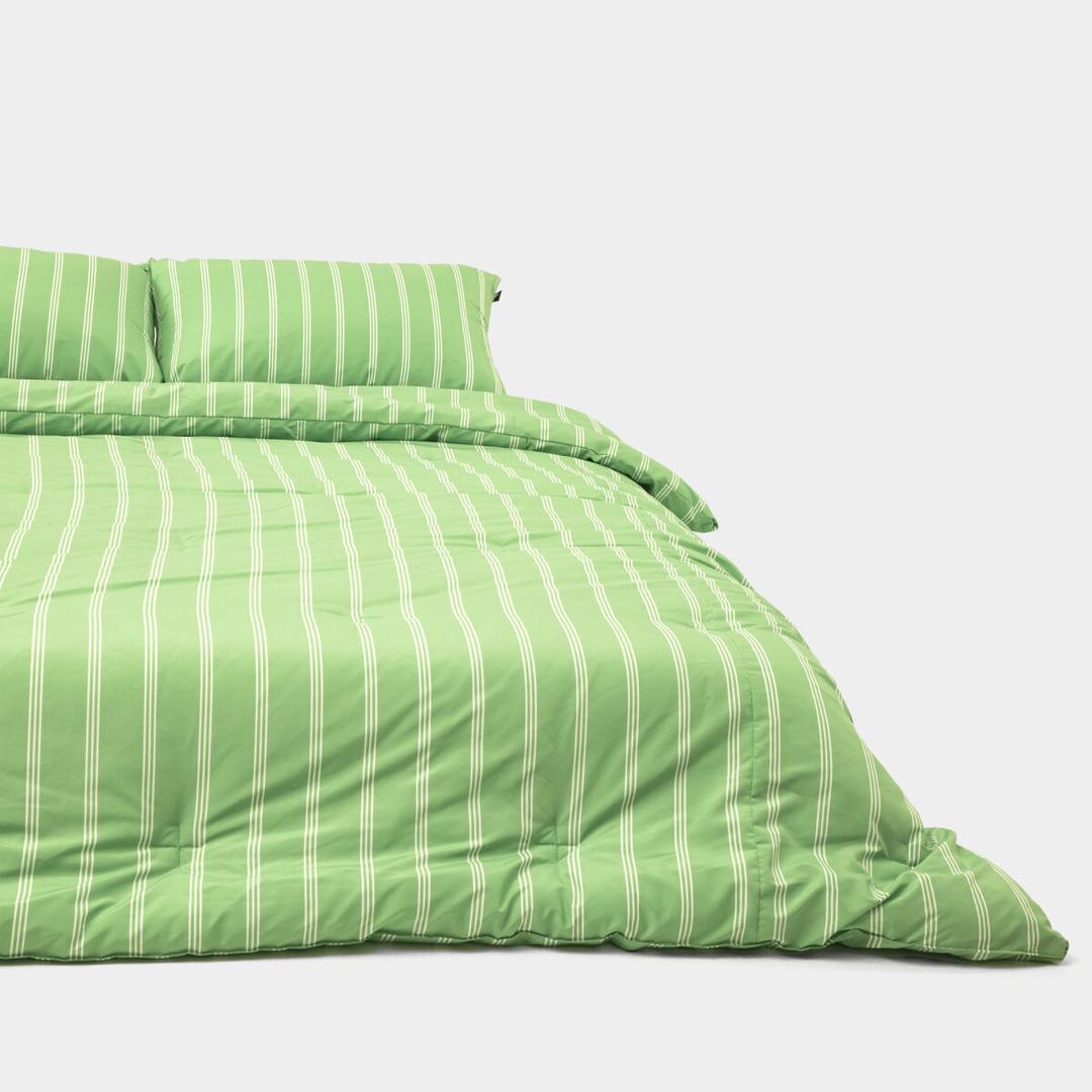 논더스트 씬 스트라이프 그린 차렵이불