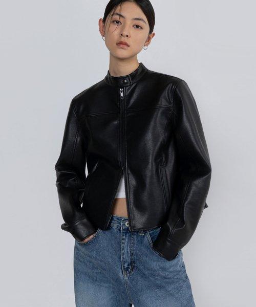 [Woman]버핑레더 인시전 레이싱 자켓_Black