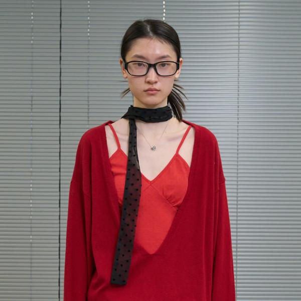 Wide V-neck Knit (Red)