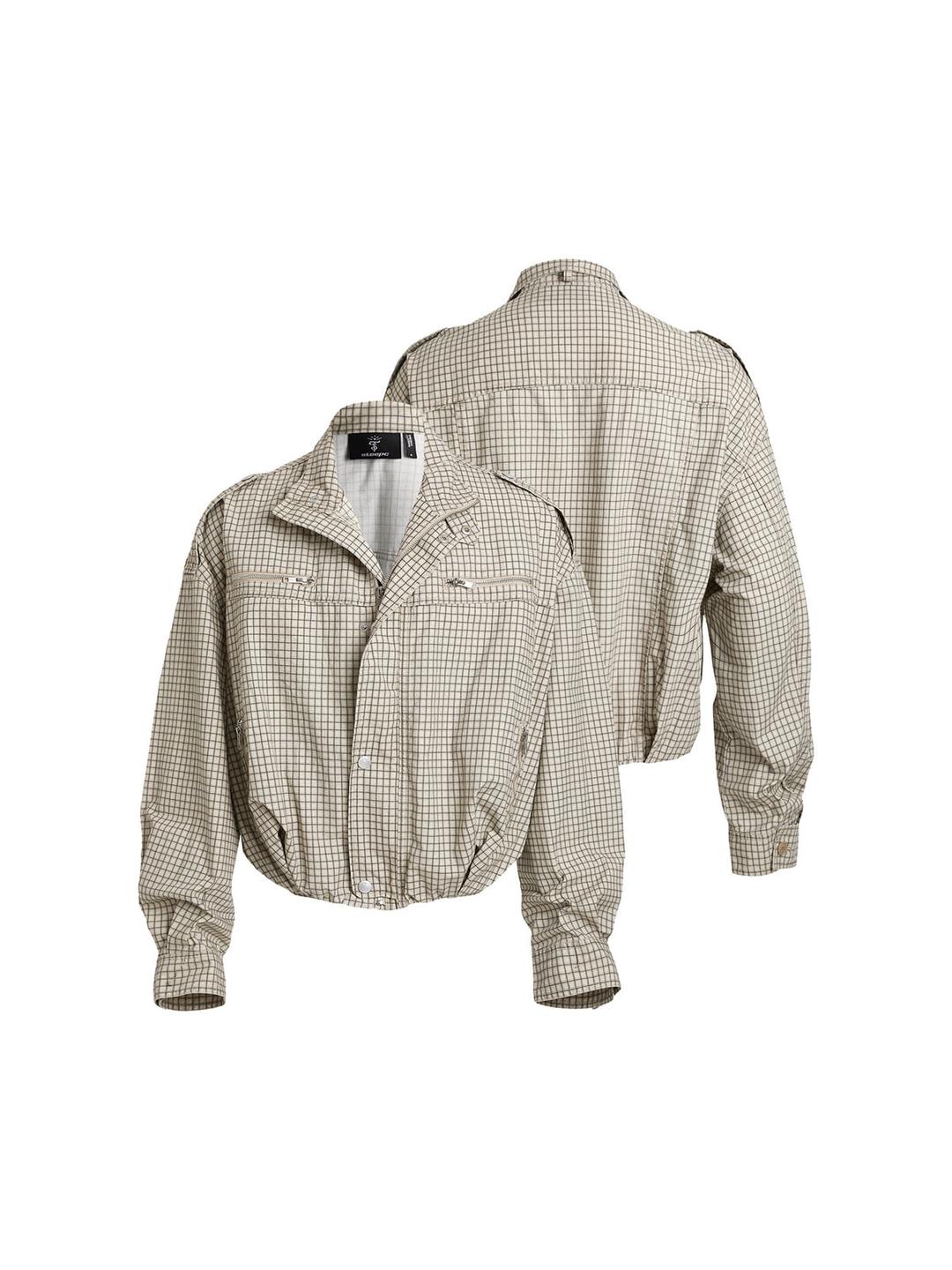 Box*Check crop jacket
